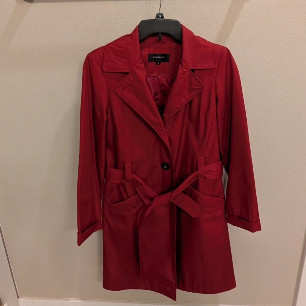 Elegant Red Women's Trench Coat